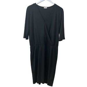 Filippa K Black Dress Size Medium Black Jersey Knit Knee Length Cross Front